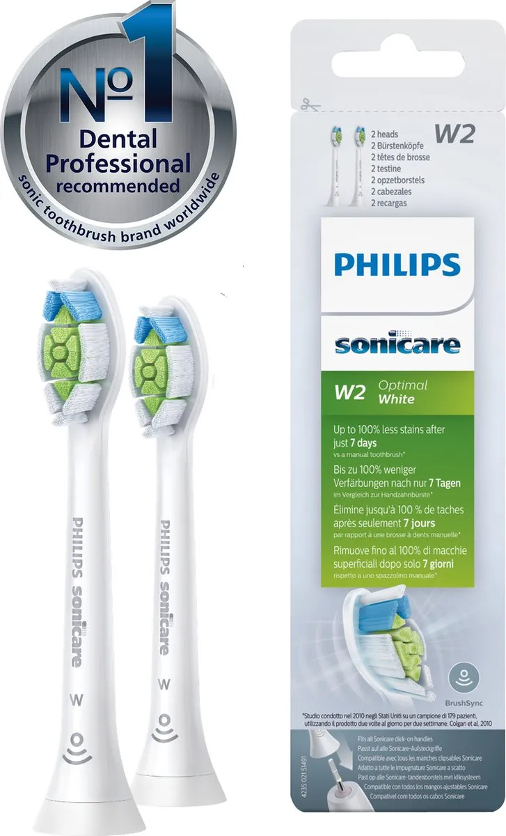Philips Sonicare W2 Optimal White HX6062/10 Opzetborstels - 2 Stuks