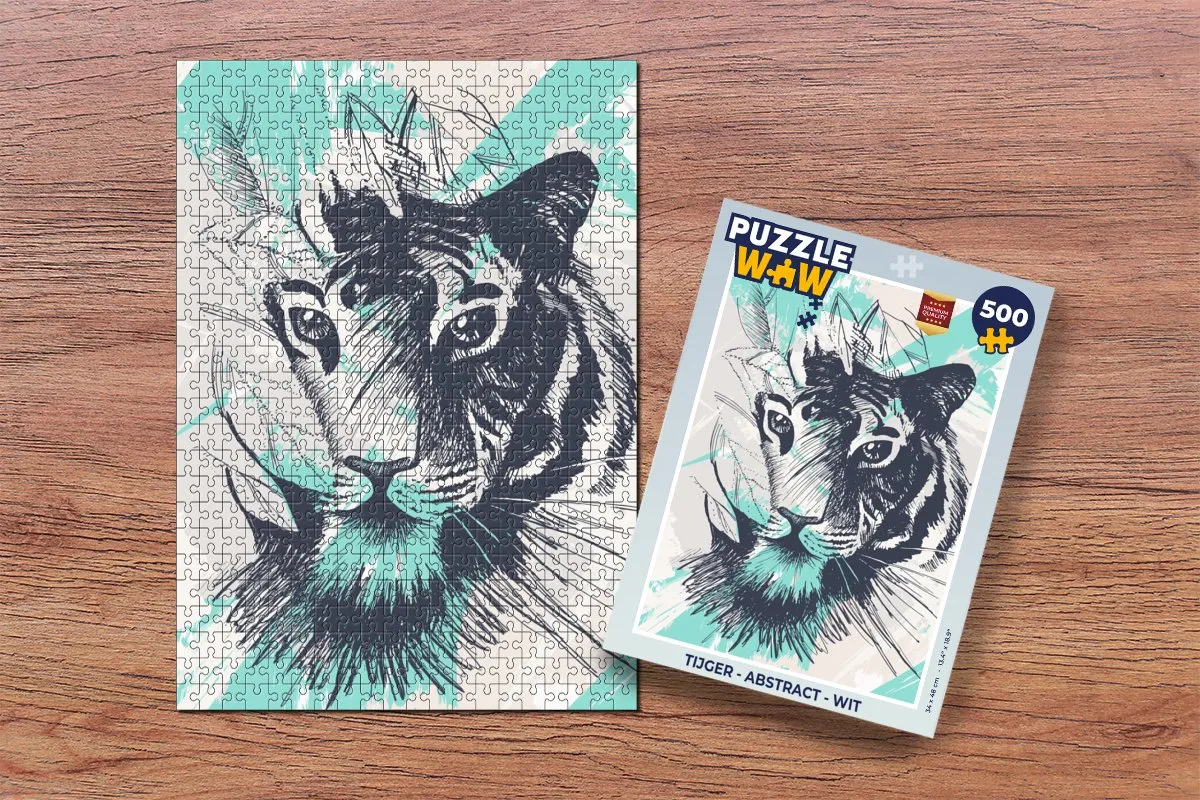 PuzzleWow Tijger Abstract Legpuzzel 500 Stuks - Multicolor
