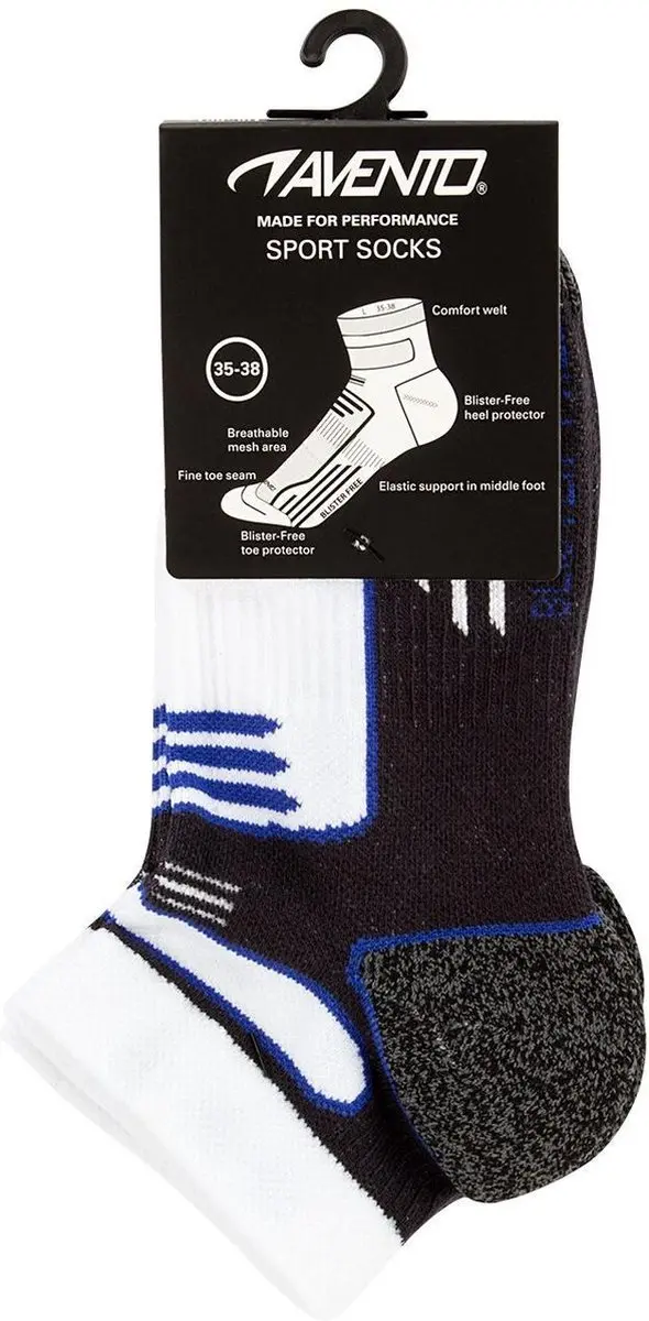 Avento Sport Enkelsokken Heren - 2 Stuks Wit/Kobalt