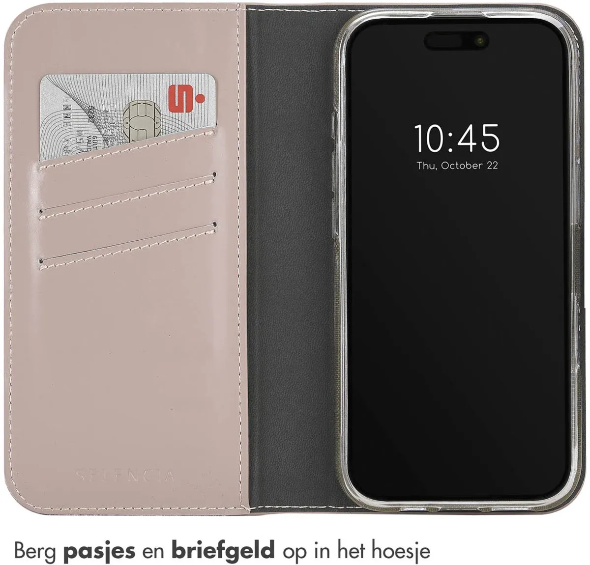 Selencia Hoesje iPhone 16 Pro Max - Echt Leder Bookcase - Lichtroze