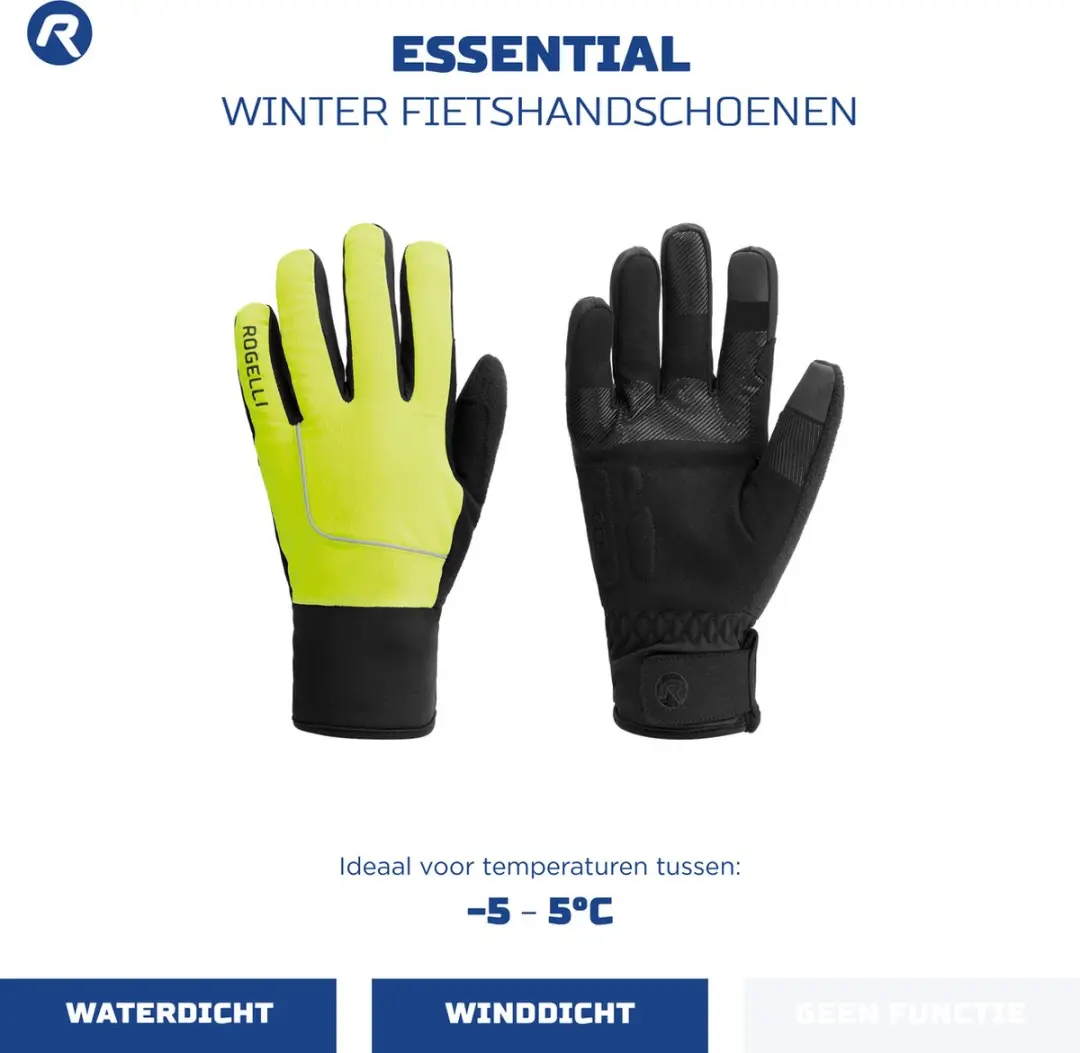 Rogelli Essential Heren Fietshandschoenen Fluor - XL - afbeelding 2 van 6