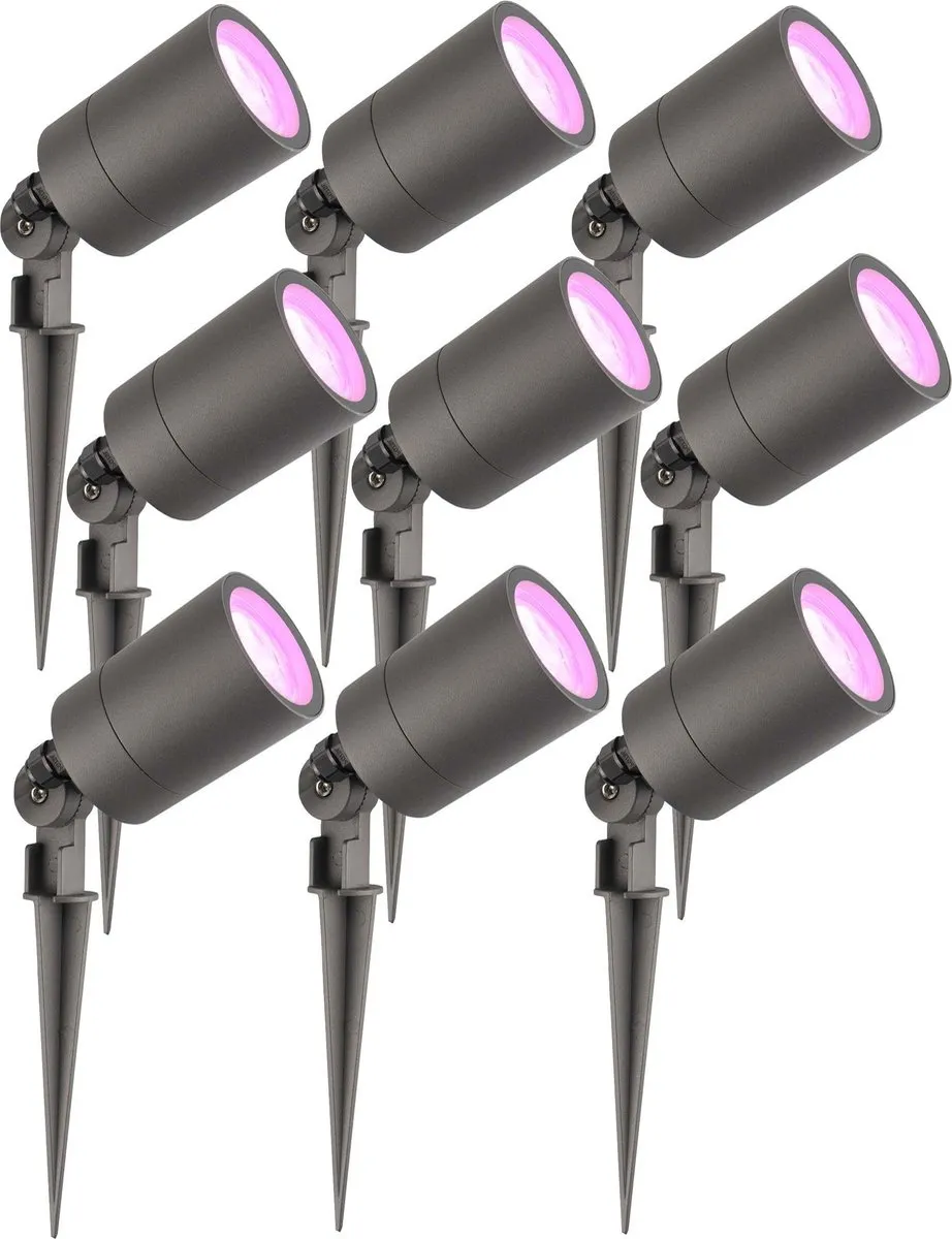 LEDVION 9x RGBWW LED Prikspots Antraciet IP65