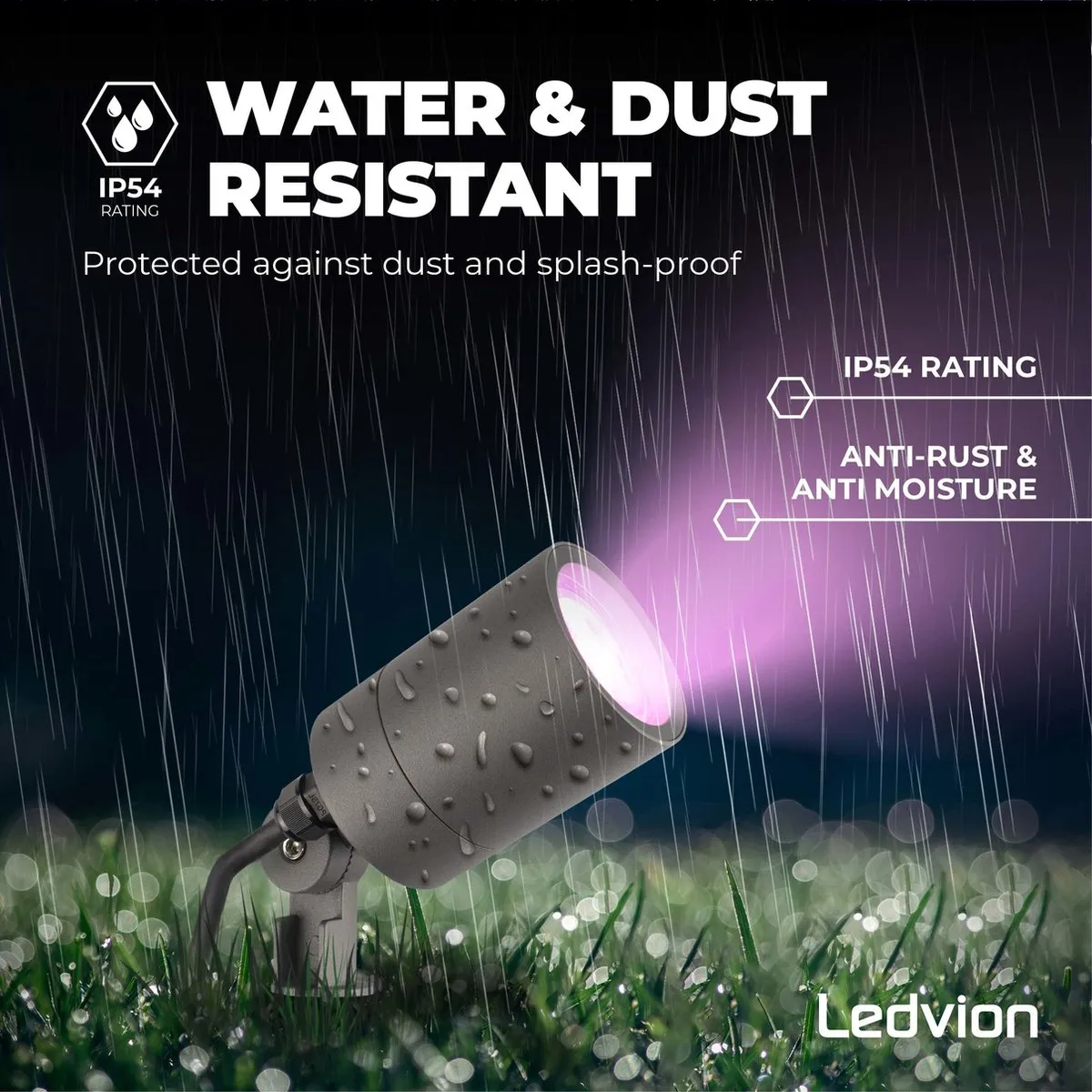 LEDVION 9x RGBWW LED Prikspots Antraciet IP65 - 5W