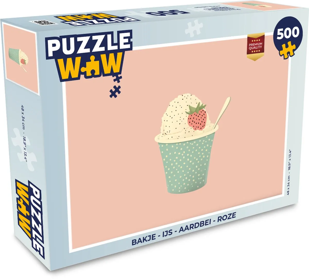 PuzzleWow Legpuzzel 500 Stuks - Roze IJs Aardbei Bakje