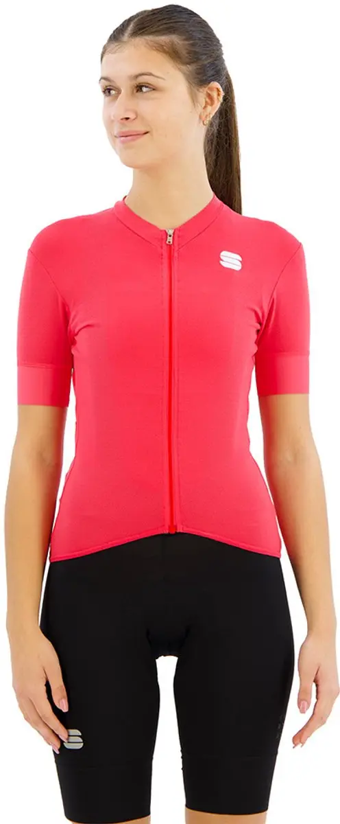 Sportful Monocrom Korte Mouw Wielertrui Rood S Vrouw