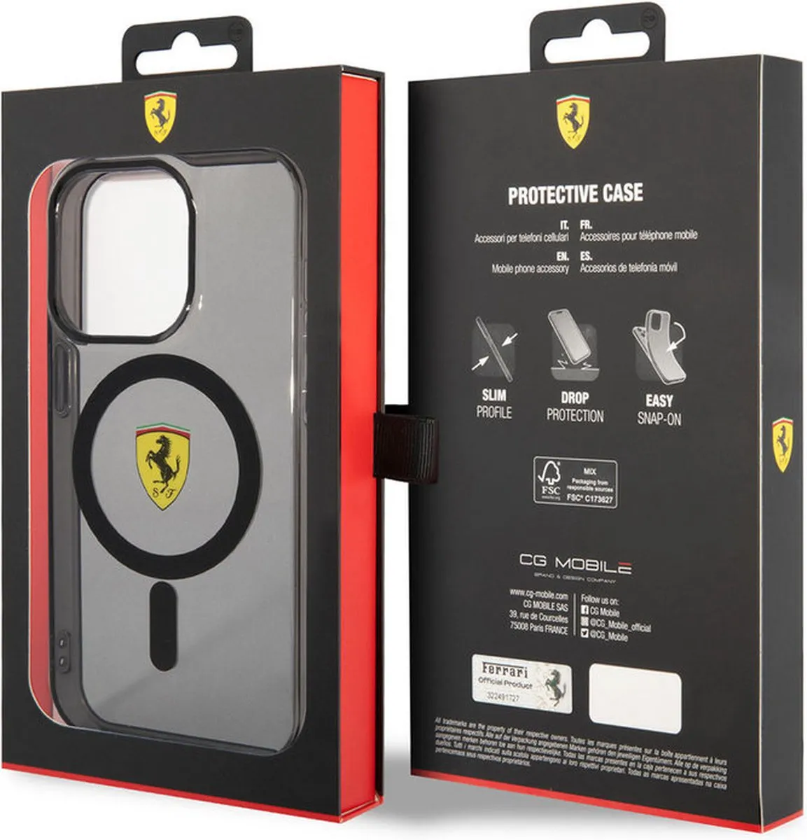 Ferrari Translucent Back Case MagSafe iPhone 14 Pro Max - Zwart