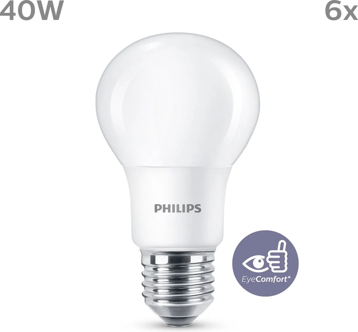 Philips LED Lamp Mat E27 4,9W Warmwit - 6 Stuks