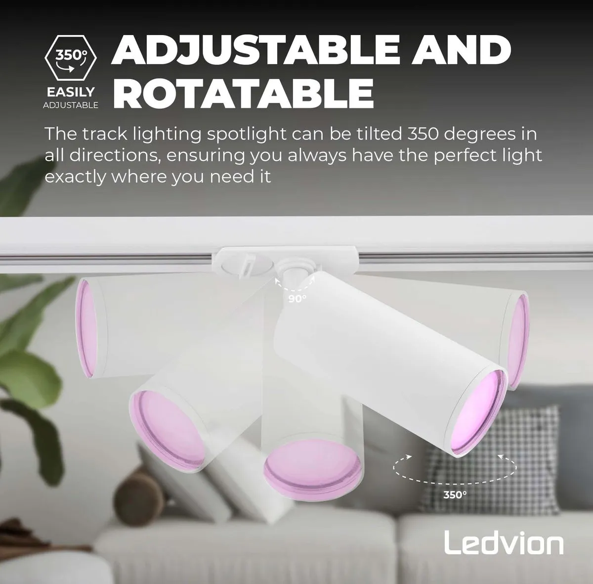 Ledvion Smart LED Railverlichting 1M - 3 Spots RGBW 4.9W