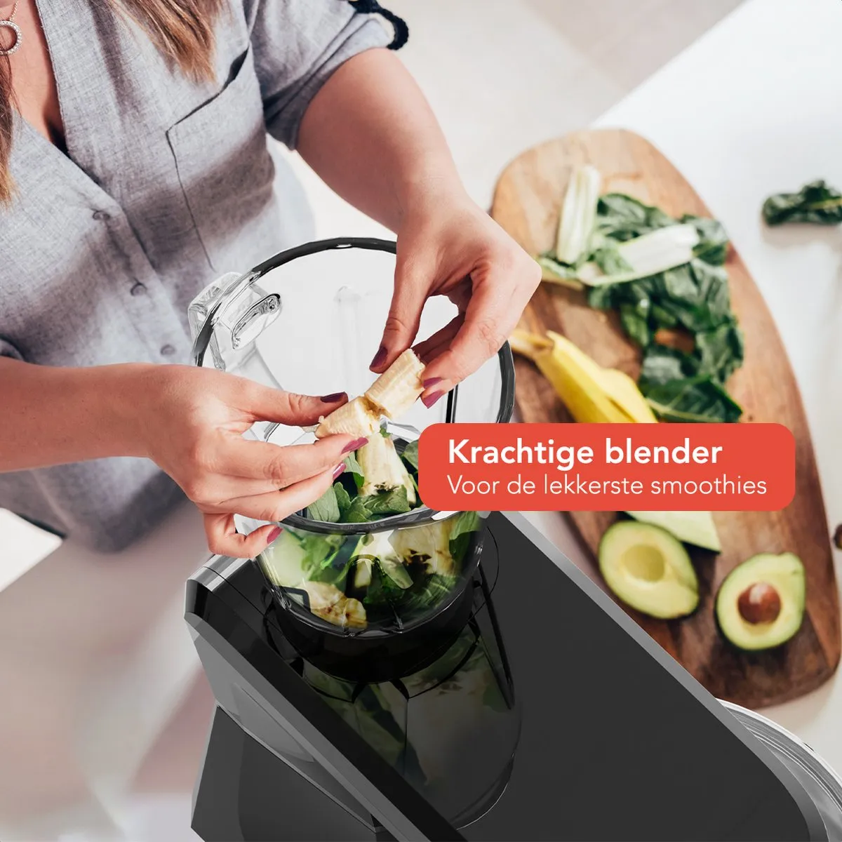 KitchenBrothers Keukenmachine 1500W - 6-in-1 - 6,2L RVS Kom - Zwart