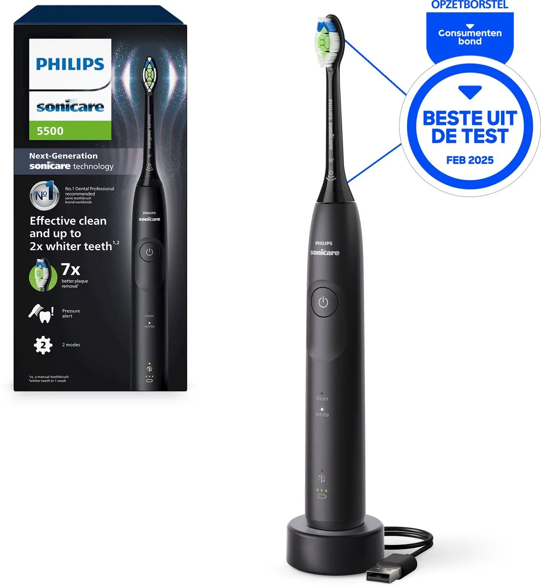 Philips Sonicare 5500 HX7111/01 Elektrische Tandenborstel - Zwart