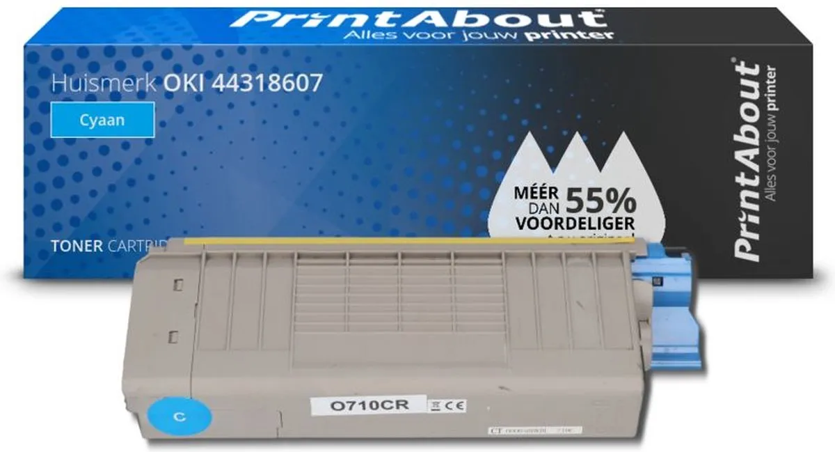 PrintAbout Huismerk Toner Cyaan 44318607-PA - 12.500 Pagina's