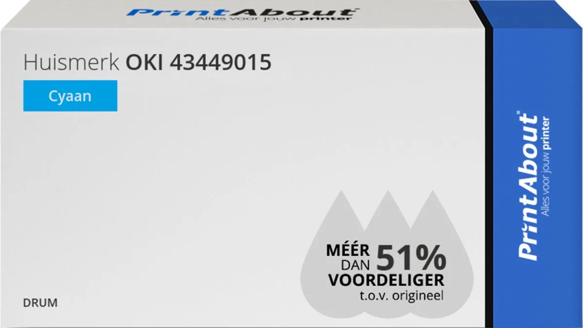 PrintAbout OKI 43449015 Drum Cyaan - 22.000 pagina's