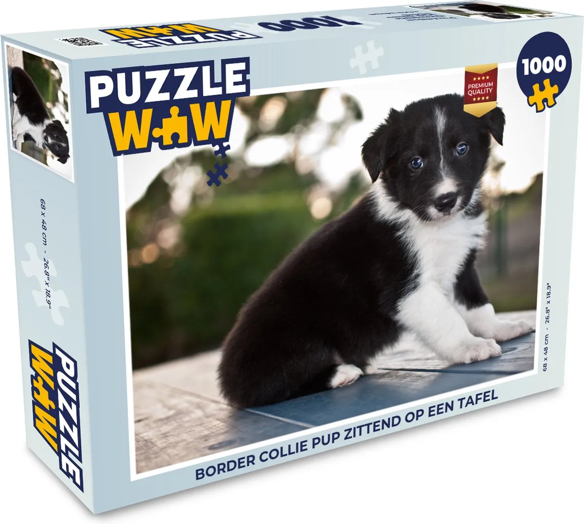 PuzzleWow Border Collie Pup Legpuzzel 1000 Stuks - Multicolor