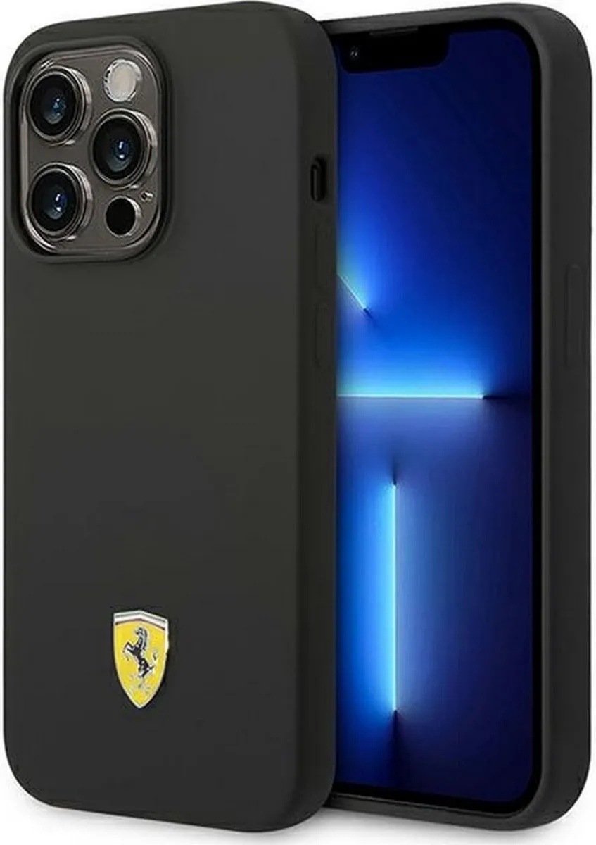 Ferrari Silicone Hoes iPhone 14 Pro Max - Zwart