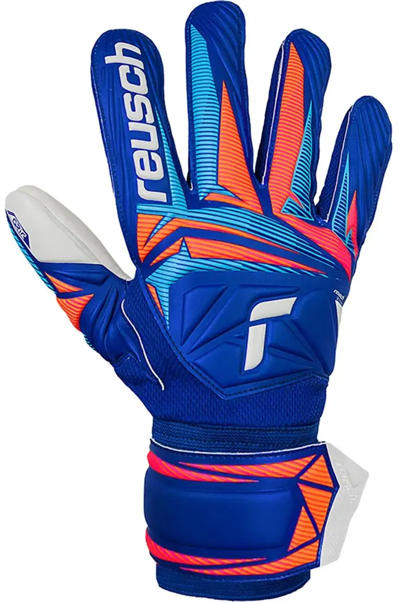 Reusch Attrakt Grip Kinderhandschoenen - Sharp Blauw/Wit/Shock Oranje - Maat 4