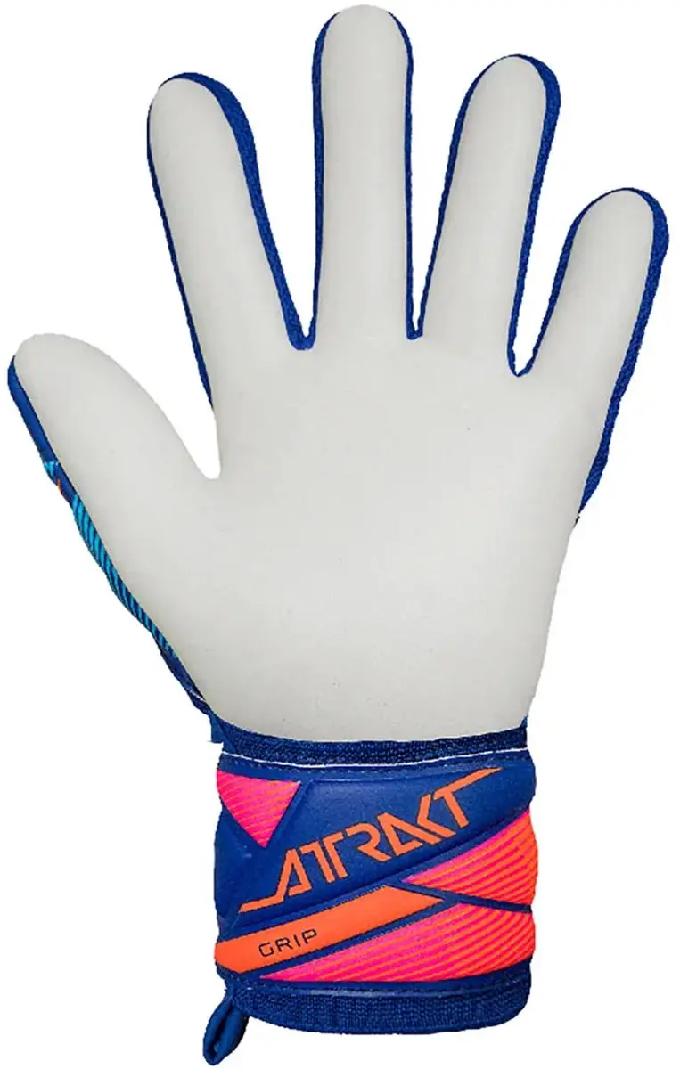 Reusch Attrakt Grip Kinderhandschoenen - Sharp Blauw/Wit/Shock Oranje - Maat 4