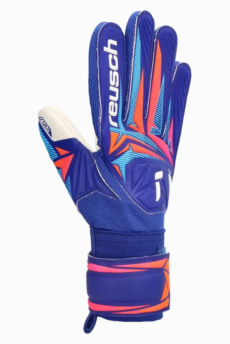Reusch Attrakt Grip Kinderhandschoenen - Sharp Blauw/Wit/Shock Oranje - Maat 4