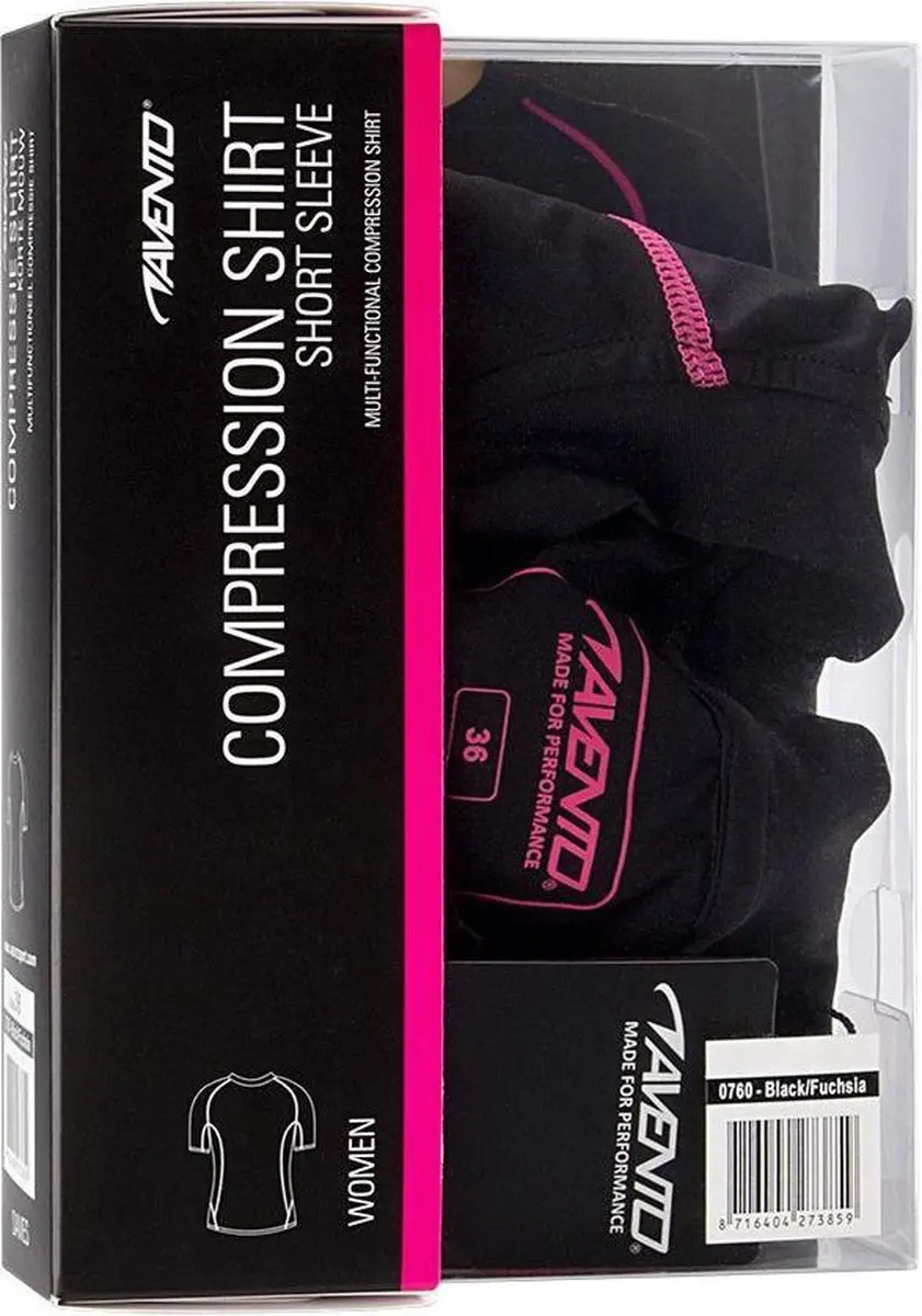 Avento Compressieshirt Korte Mouw Dames - Zwart/Roze - Maat 42