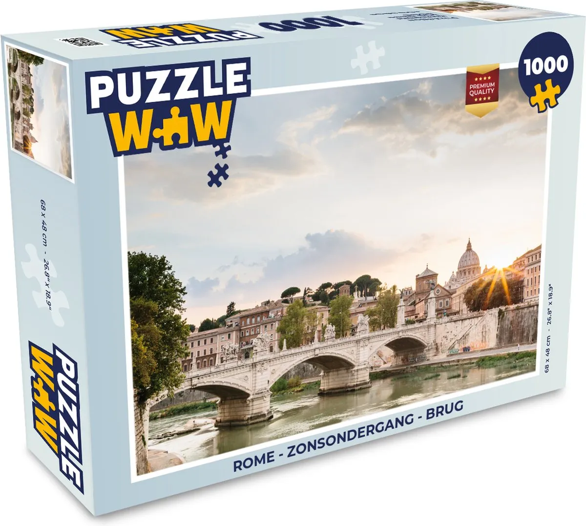 PuzzleWow Rome Zonsondergang Brug Legpuzzel 1000 Stuks - Multicolor