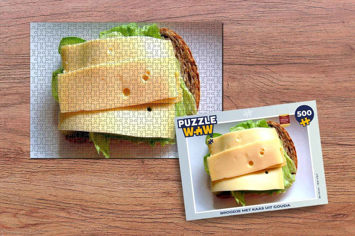 PuzzleWow Brood Kaas Gouda Legpuzzel 500 Stuks - Multicolor