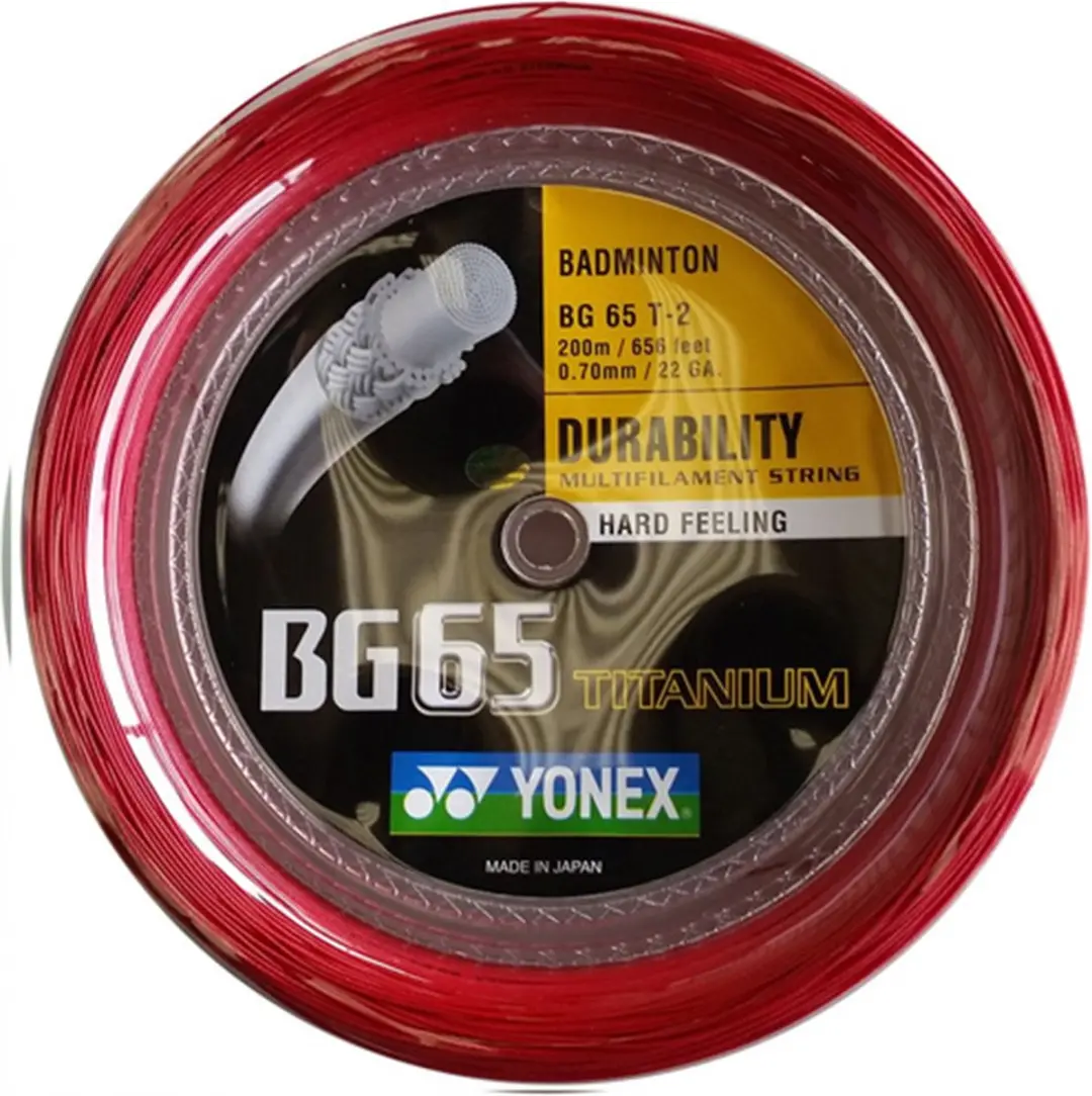 Yonex Bg 65 Titanium 200 M Badmintonsnaar Rood 0.70 mm