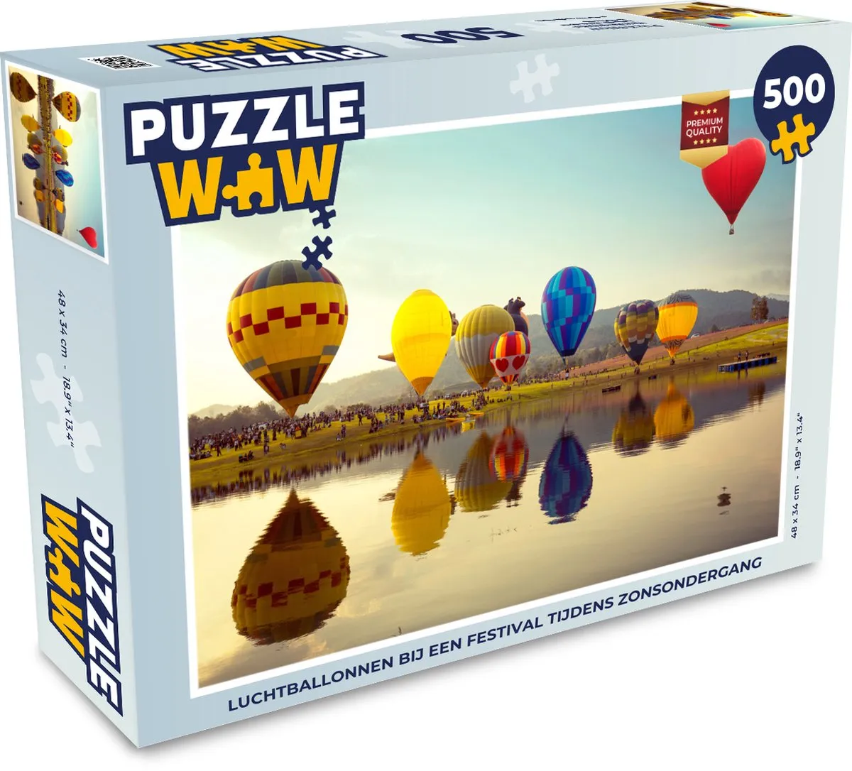 PuzzleWow Luchtballon Legpuzzel 500 Stuks - Multicolor
