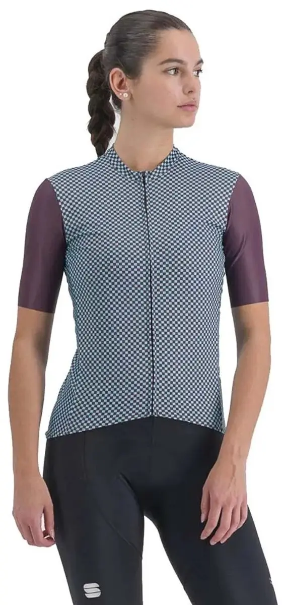 Sportful Checkmate Korte Mouw Wielertrui Blauw,Paars M Vrouw