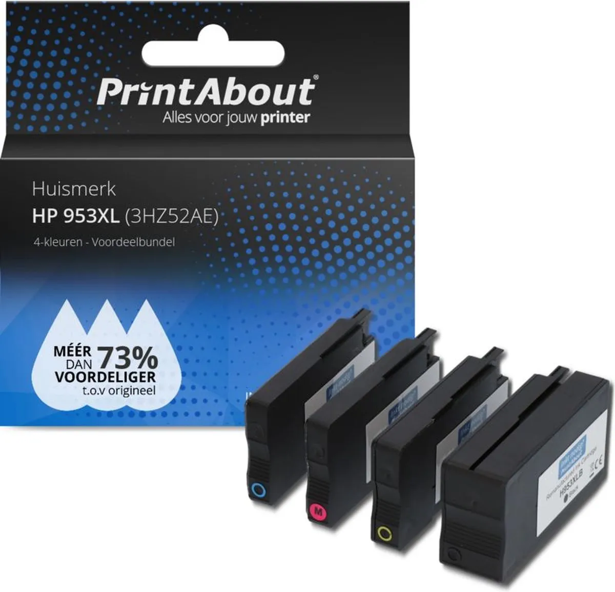 PrintAbout HP 953XL Hoge Capaciteit Inktcartridge 4-kleuren - 151ml