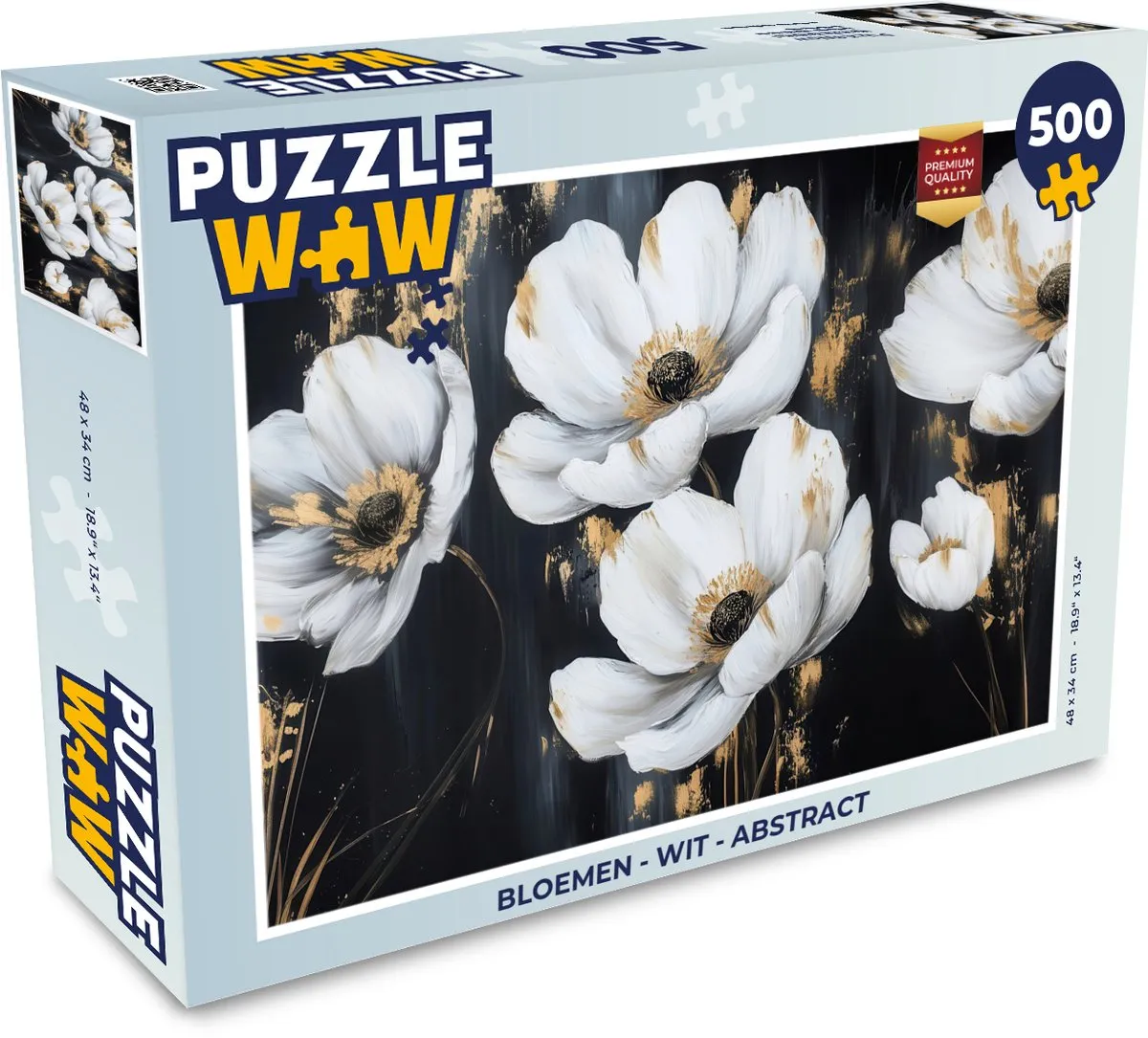 PuzzleWow Bloemen Abstract Legpuzzel 500 Stuks - Wit
