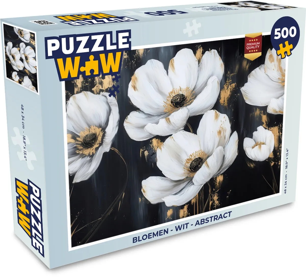 PuzzleWow Bloemen Abstract Legpuzzel 500 Stuks - Wit