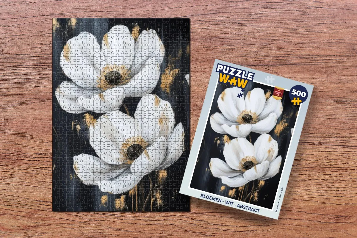 PuzzleWow Bloemen Abstract Legpuzzel 500 Stuks - Wit