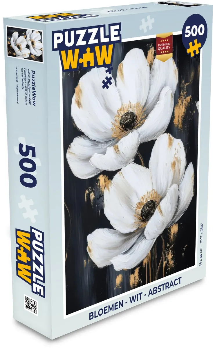PuzzleWow Bloemen Abstract Legpuzzel 500 Stuks - Wit