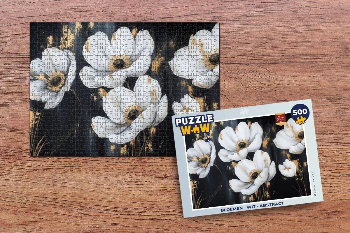 PuzzleWow Bloemen Abstract Legpuzzel 500 Stuks - Wit