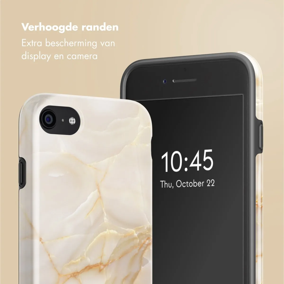 Selencia Hoesje iPhone SE/8/7/6s/6 - Golden Beige Marble
