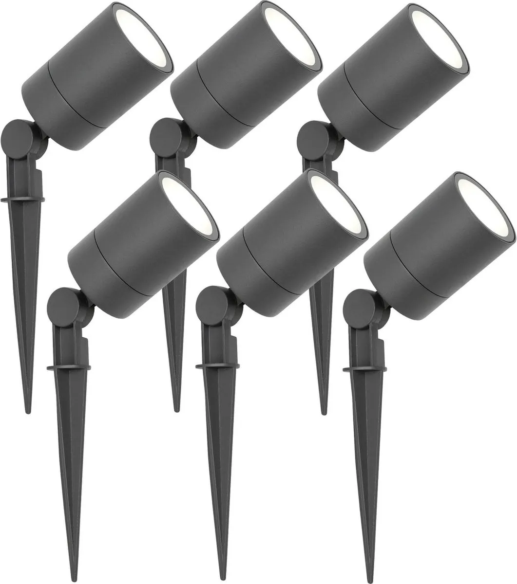 LEDVION 6x LED Prikspots Antraciet IP65 5W 6500K
