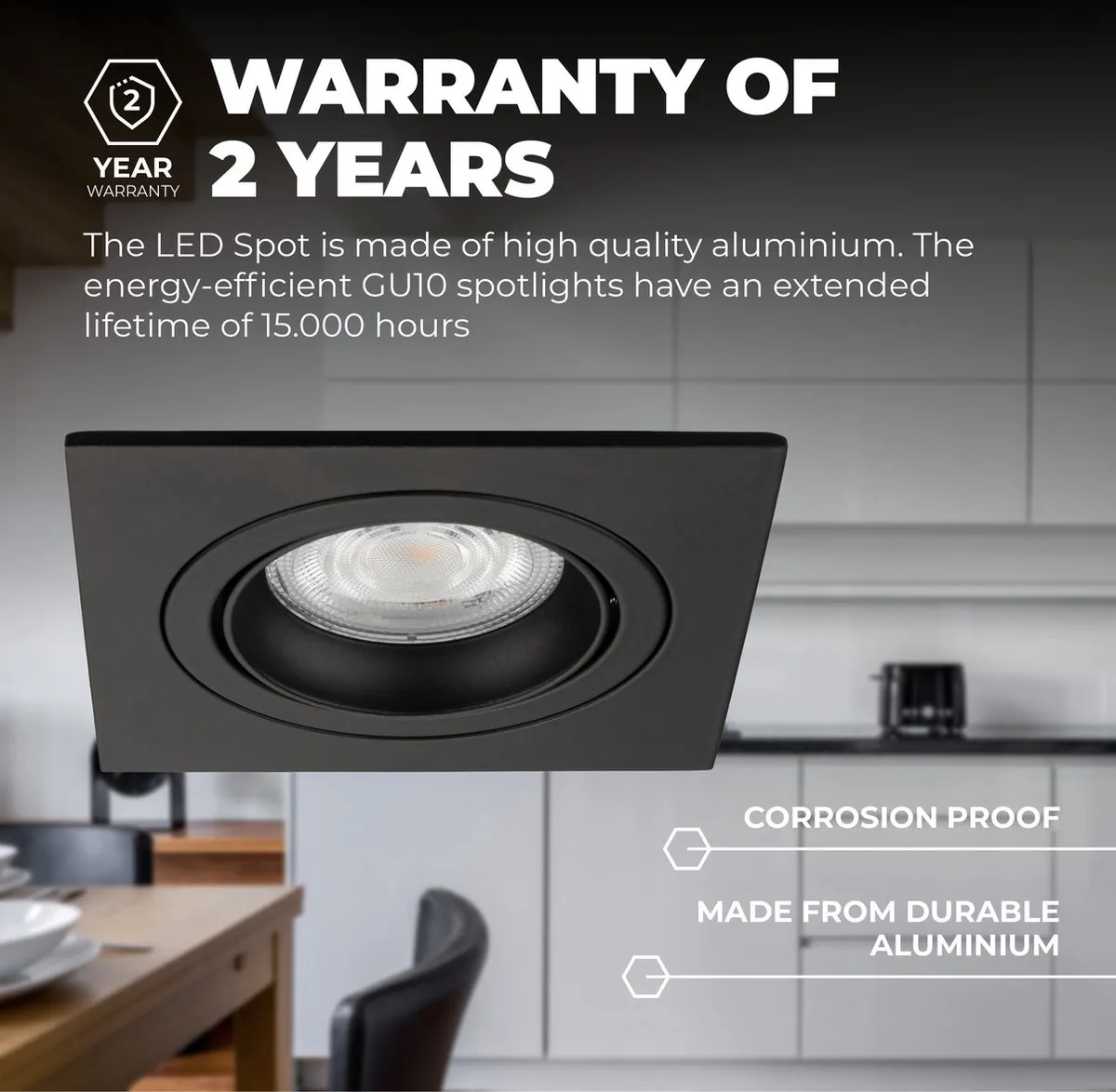 Ledvion Sevilla Inbouwspot 3W - 4000K - Ø92mm - Zwart