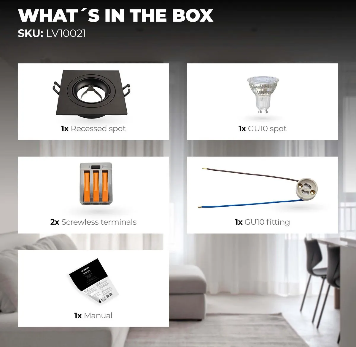 Ledvion Sevilla Inbouwspot 3W - 4000K - Ø92mm - Zwart