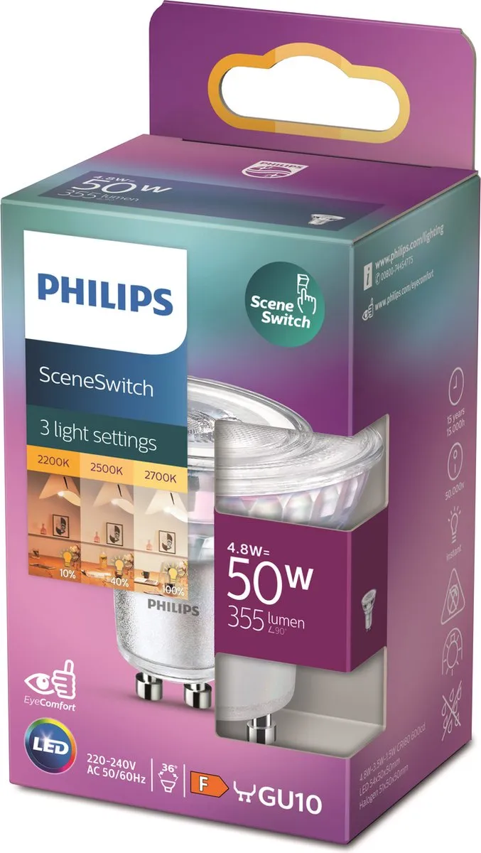 Philips LED SceneSwitch GU10 Warm Wit Mat