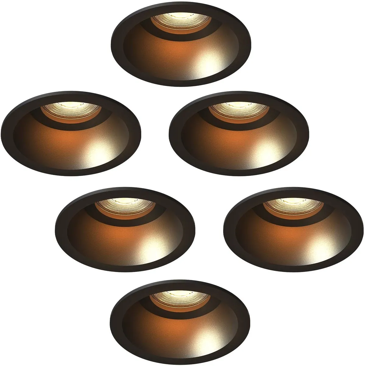 LEDVION 6x LED Inbouwspot Ø85mm Zwart 3W GU10 2700K