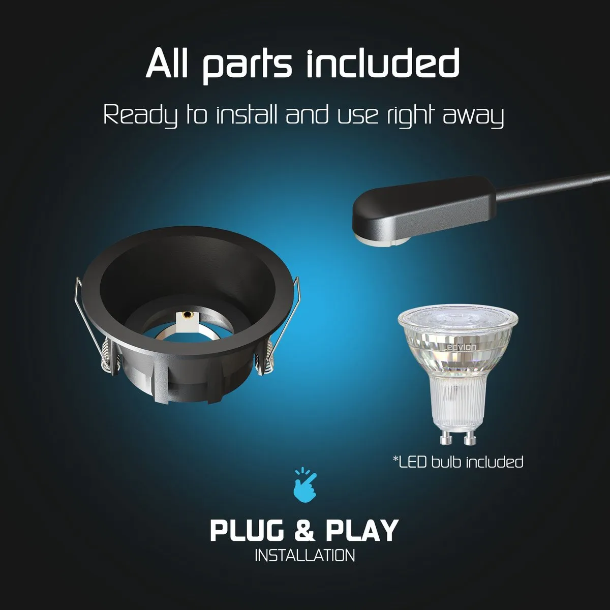 LEDVION 6x LED Inbouwspot Ø85mm Zwart 3W GU10 2700K