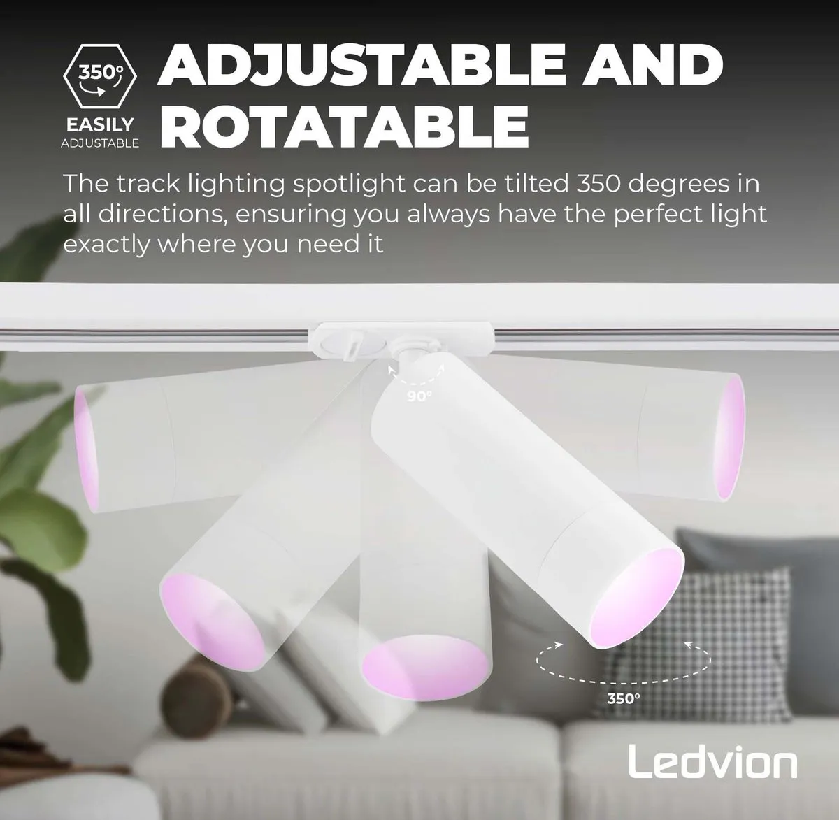 LEDVION Smart LED Railverlichting 3M - 6 Spots RGBW 4.9W