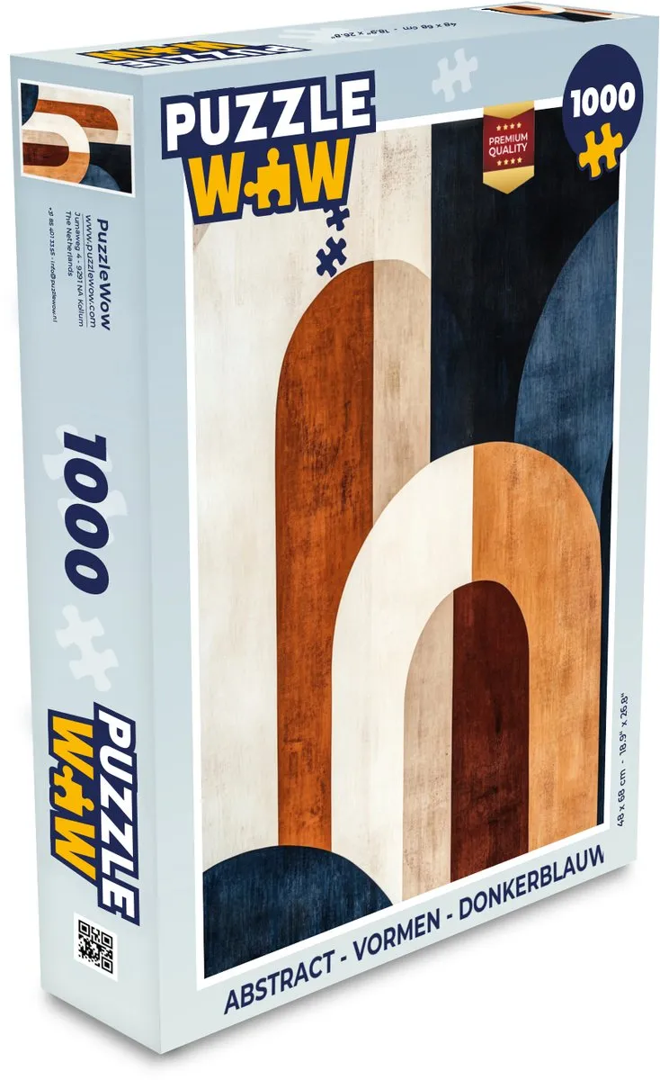 PuzzleWow Abstract Vormen Legpuzzel 1000 Stukken - Donkerblauw