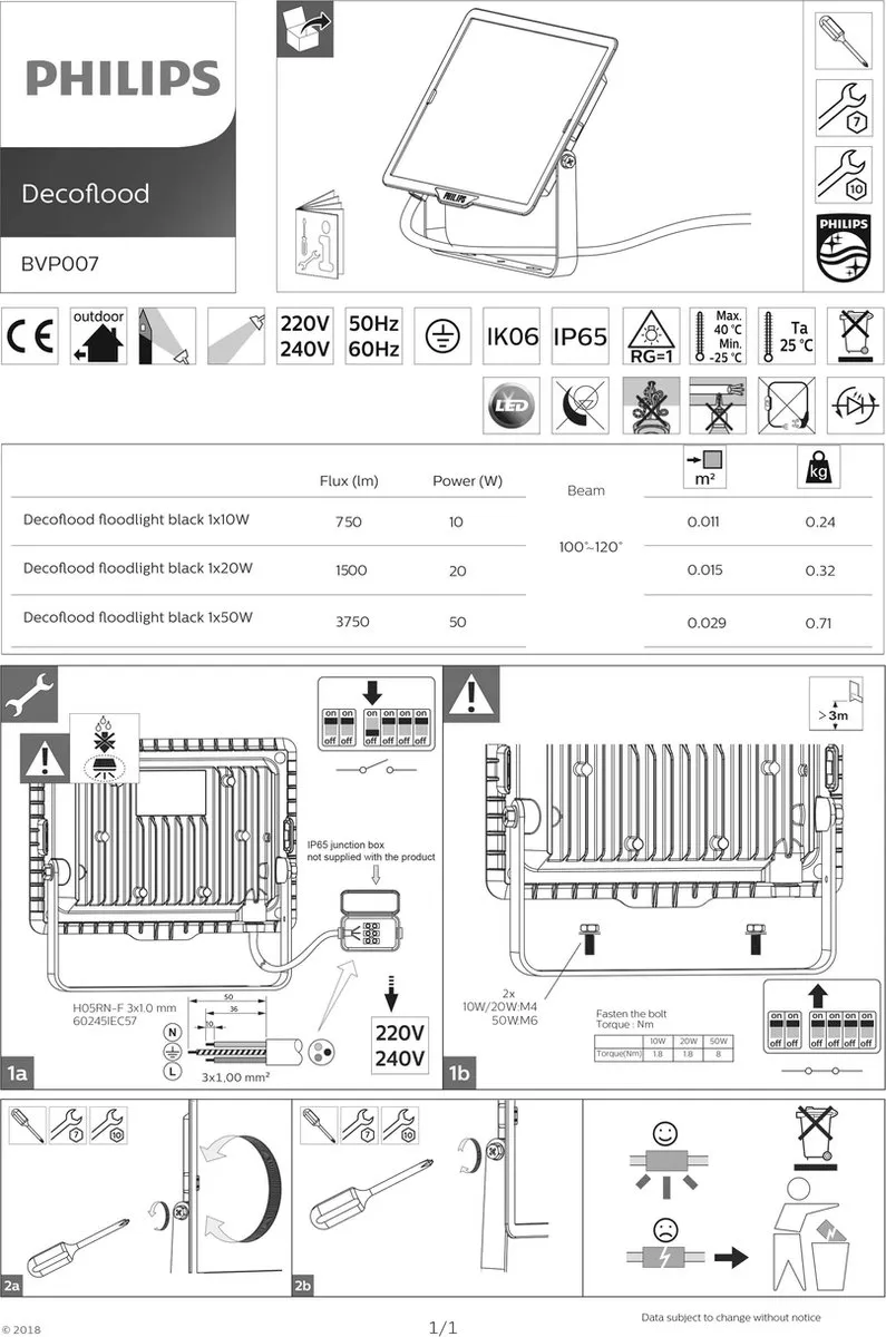 Philips Decoflood Floodlight 50W - Zwart
