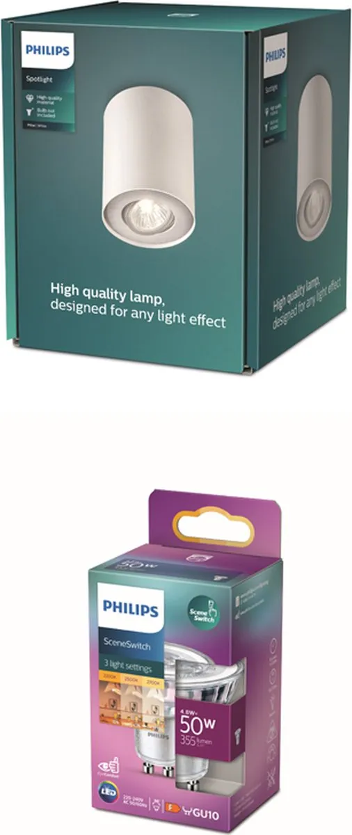 Philips Pillar Opbouwspot GU10 4.8W Warmwit - Wit