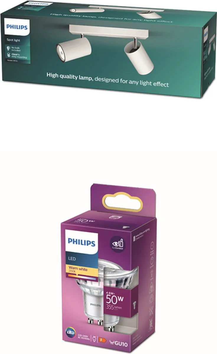 Philips Kosipo Opbouwspot 2x GU10 4.6W - Wit
