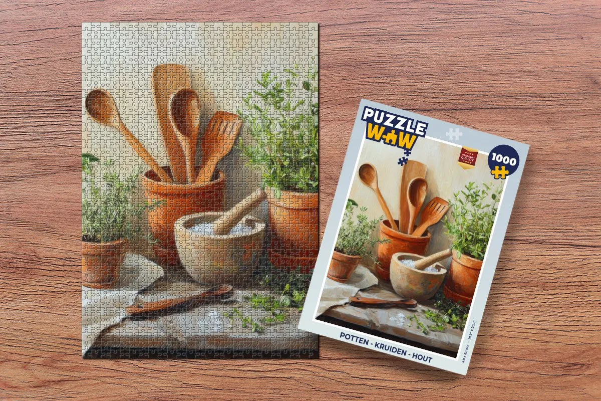 PuzzleWow Kruiden Hout Legpuzzel 1000 Stuks - Stilleven