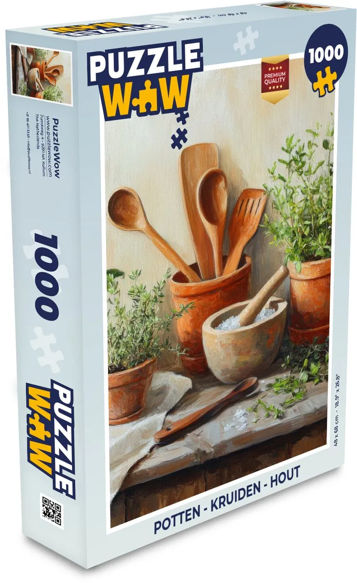 PuzzleWow Kruiden Hout Legpuzzel 1000 Stuks - Stilleven