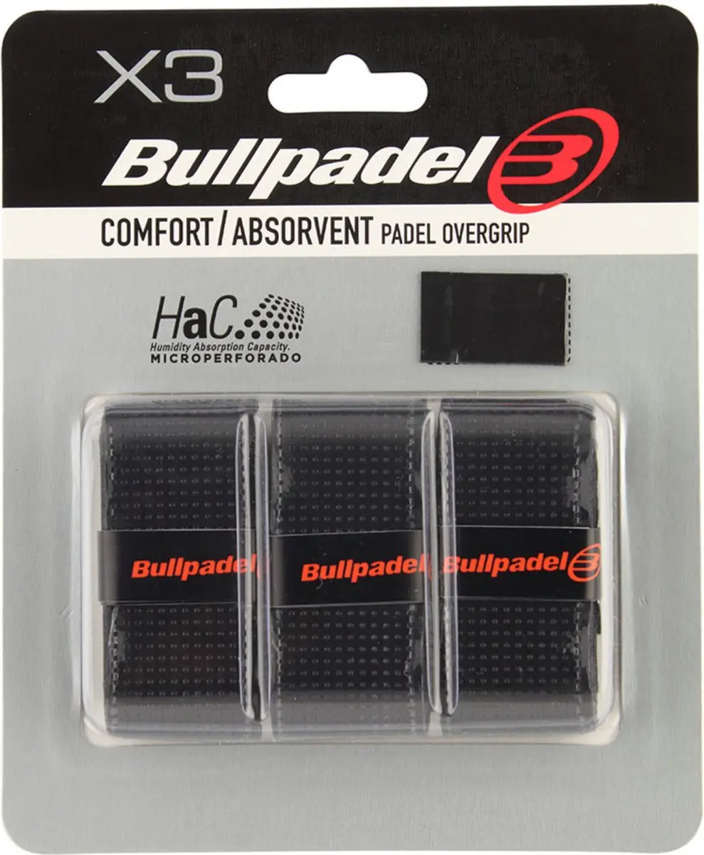 Bullpadel Overgrip GB-1201 (padel) 3 stuks Kleur : Zwart