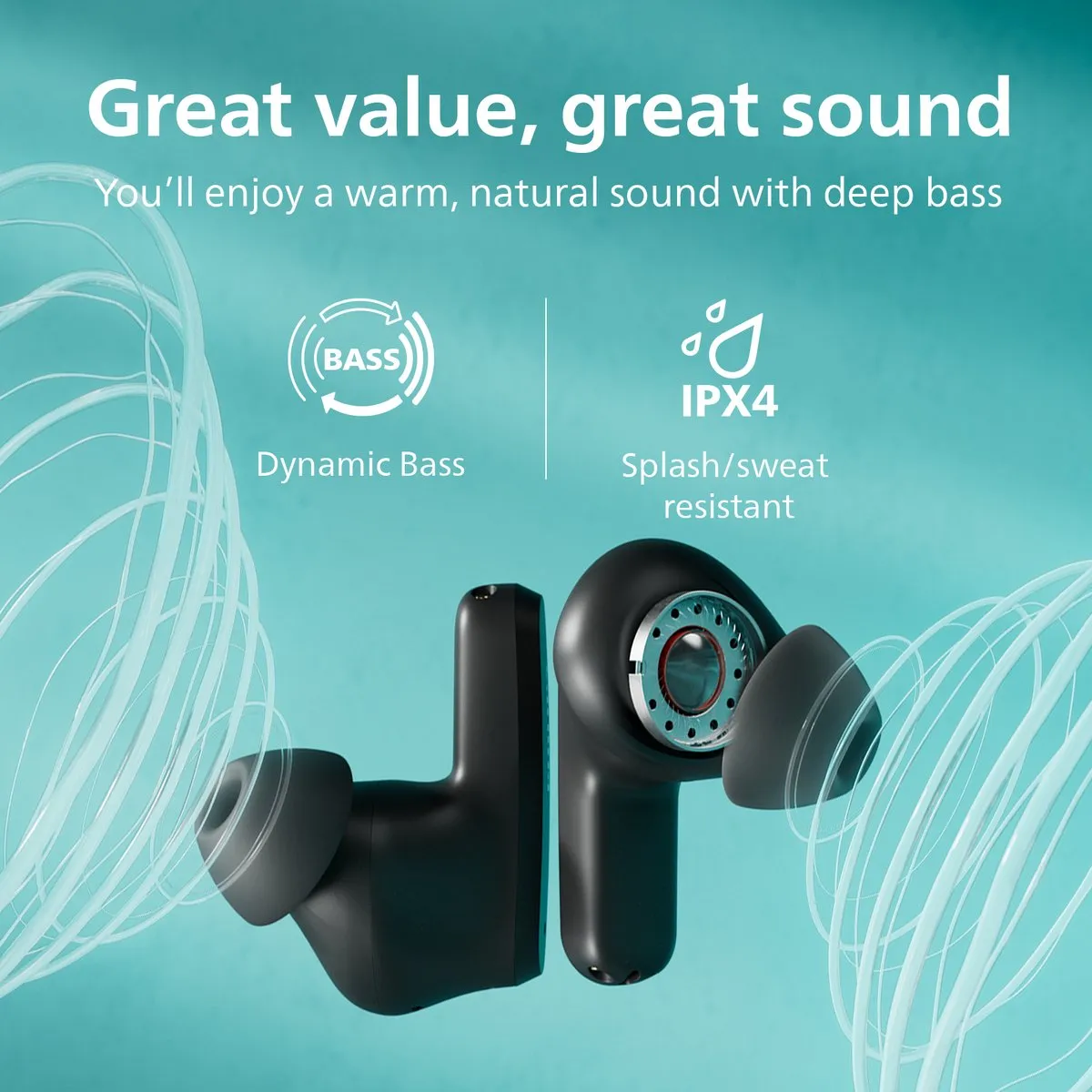 Philips TAT2000 In-Ear Oordopjes - 32u Afspeeltijd - Zwart