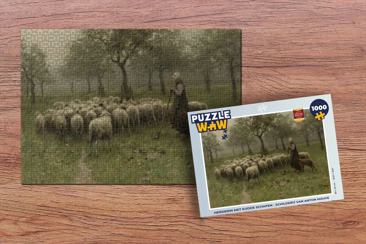 PuzzleWow Herderin met Kudde Schapen Legpuzzel 1000 Stuks - Multicolor